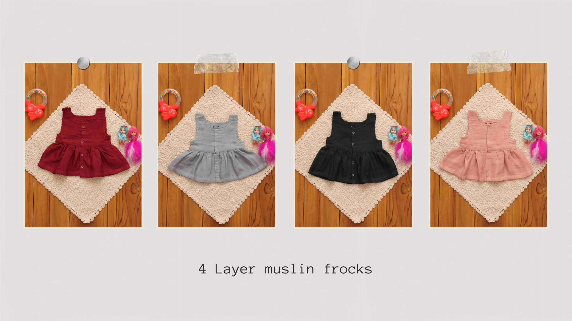 Comfort Meets Elegance: 4-Layer Muslin Sleeveless Frock for Baby Girls