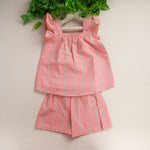 Girls Blush Pink Handloom Cotton Co-ord Set