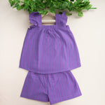 Girls Lavender South Cotton Co-ord Set – Frill Strap Top & Shorts
