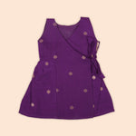 Purple Baby Ethnic Silk Frock with Gold Polka Weave