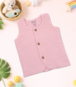 Premium 4-layer crinkled muslin jabla with wooden buttons – soft, breathable & perfect for newborns and toddlers (NB–6M).