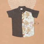 Earthy Brown Silk Shirt for Boys – Traditional Panel Style