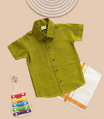 Boys Elegant Drop Line Silk Shirt & Dhoti Ethnic Set – Traditional Wear