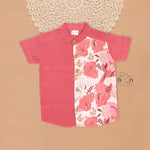 Coral Peach Silk Shirt for Boys – Ethnic Panel Style