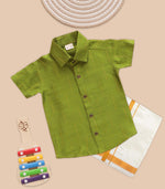 Boys Ethnic Drop Line Shirt & Dhoti Set – Silk Finish
