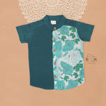 Teal Green Silk Shirt for Boys – Festive & Traditional Panel Style