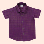 Majestic Purple Silk Checkered Festive Shirt for Boys