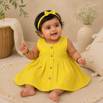 Premium Ethnic Sleeveless Frock for Baby Girls - Lime Green