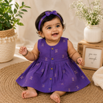 Premium Ethnic Sleeveless Frock for Baby Girls - Purple