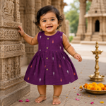 Purple ethnic sleeveless frock for baby girls by Boon Babies, featuring traditional design and comfortable fabric.