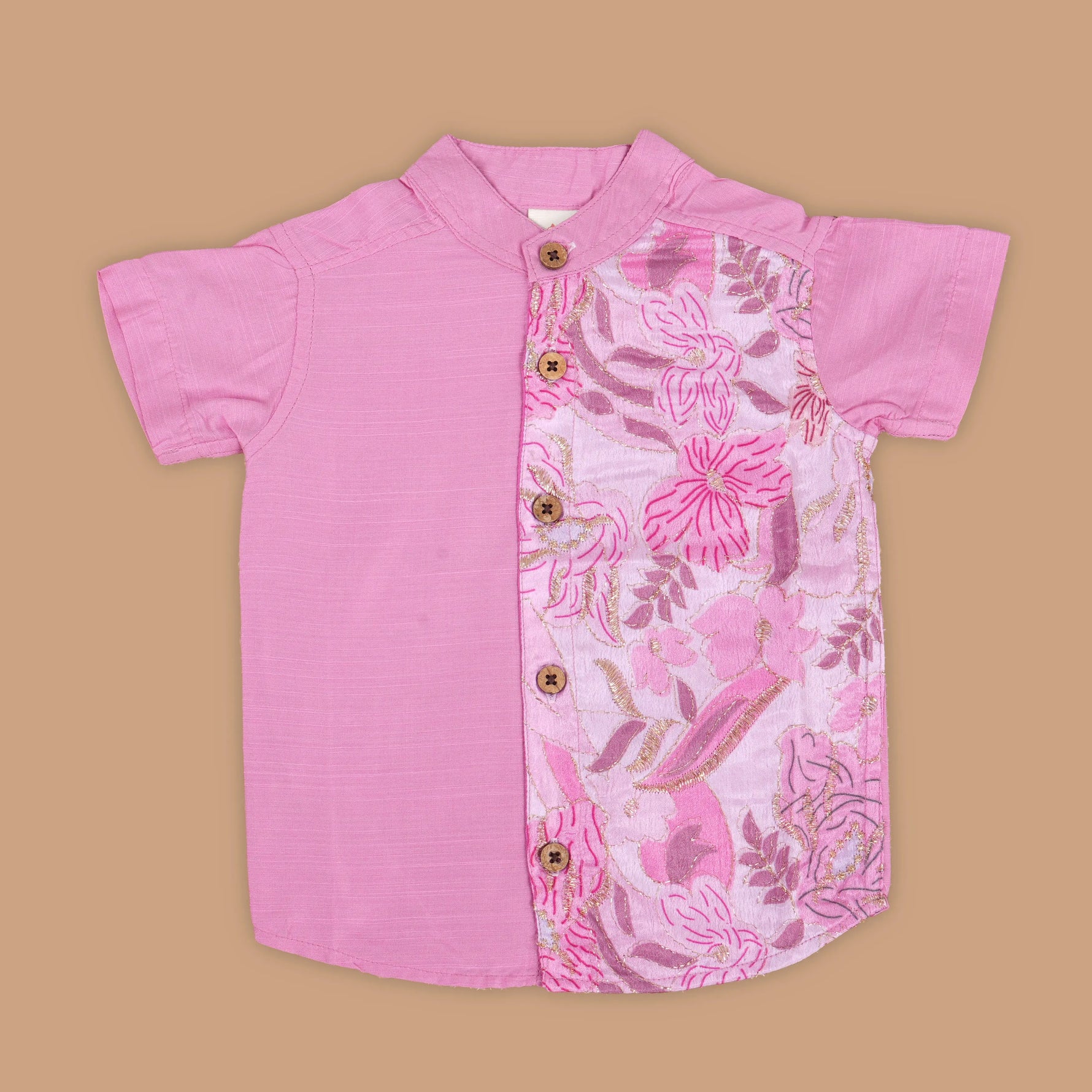 Soft Pink Shirt – Embroidered Floral Details Boon Babies