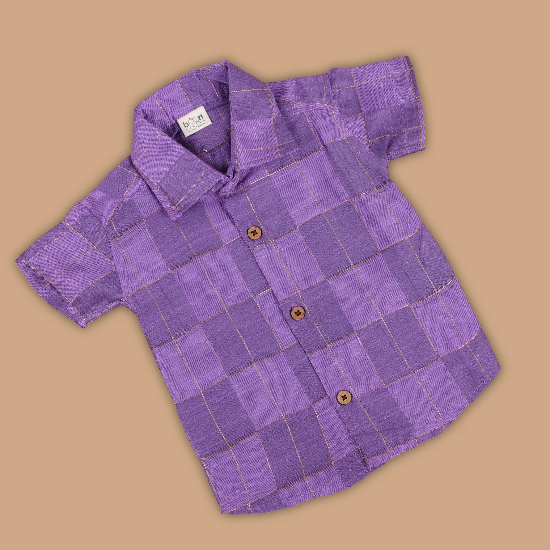 Purple Sophistication - Silk Shirt with Stylish Buttons Boon Babies