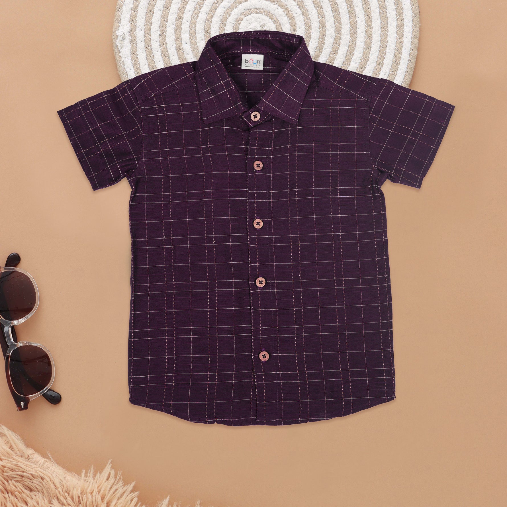 Bold Wine Color Ethnic Shirt for Boys Boon Babies