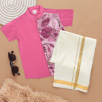 Pink Elegance Boys Ethnic Silk Shirt with Dhoti Designer Embroidery Boon Babies