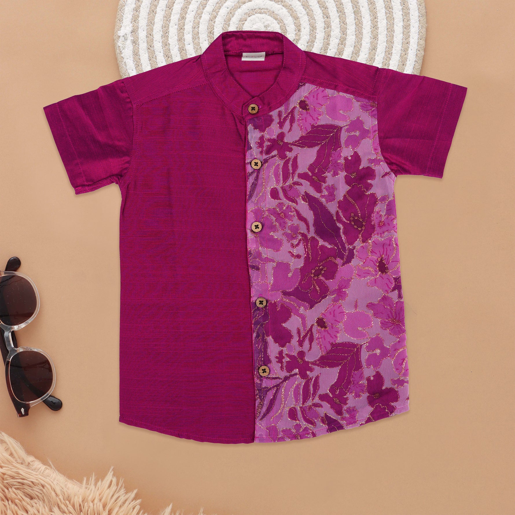Rich Burgundy Embroidered Boys Ethnic Shirt Boon Babies