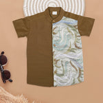 Classic Brown Ethnic Shirt with Embellished Side Boon Babies