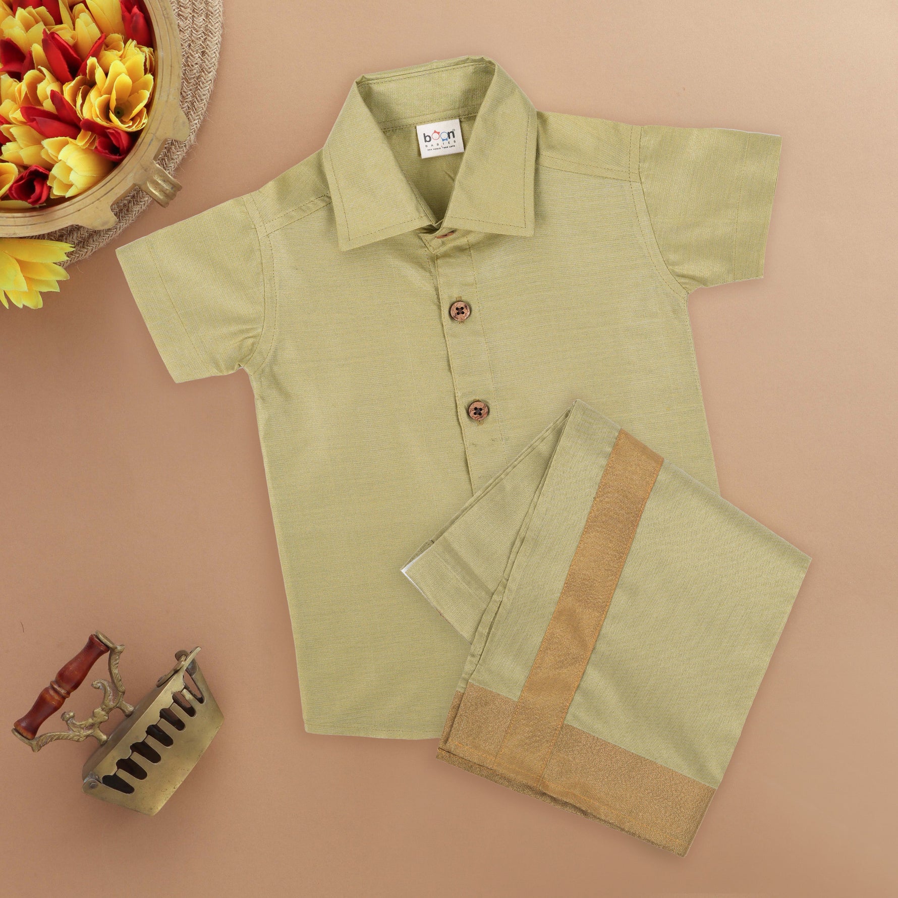 Traditional Boys' Silk Shirt with Dhoti Set Boon Babies