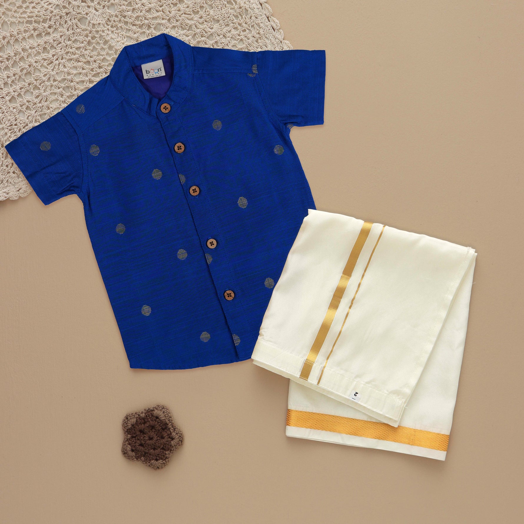 Royal Blue Silk Ethnic Shirt with Dhoti for Boys – Festive Style Boon Babies