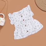 Adorable White Floral Muslin Baby Frock – Soft & Breathable