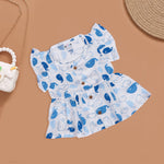 Adorable Blue Whale Print Muslin Baby Frock – Lightweight & Breathable