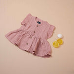 Soft Muslin Baby Frock with Wooden Buttons – Breathable & Stylish Boon Babies