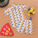 Safari Chic: Boys' Elephant Print Shirt with Matching Shorts