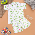 Green Dino Love Open-Collar Boys Shirt Boon Babies