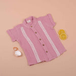 Boys Organic Muslin Shirt with Lace Detailing Mauve Boon Babies