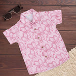 Boys Cotton Shirt – Pink Tulip Print with Straight Collar