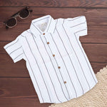 Boys Cotton Shirt – Cream Floral Block Print