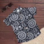 Warli Print Cotton Shirt – Chinese Collar for Boys