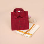 Maroon Silk Boys Ethnic Shirt & Dhoti Set – Classic South Indian Style