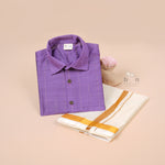 Lavender Purple Silk Boys Ethnic Shirt & Dhoti Set – Soft & Regal Tradition