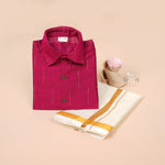 Dark Pink Silk Boys Ethnic Shirt & Dhoti Set – Bright & Traditional Babywear