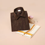 Brown Silk Boys Ethnic Shirt & Dhoti Set – Earthy & Elegant Festive Look