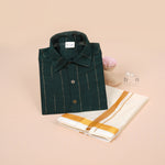 Emerald Green Silk Boys Ethnic Shirt & Dhoti Set – Festive & Regal