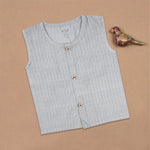 Boon Babies Baby Cotton Sleeveless Jabla– Light Grey Striped Top