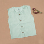 Boon Babies Baby Cotton Sleeveless Jabla– Mint Green Striped Top