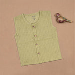 Boon Babies Baby Cotton Sleeveless Jabla– Olive Green Striped Top