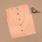 Boon Babies Baby Cotton Sleeveless Jabla– Peach Striped Top