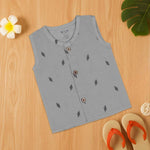 Grey Ethnic Jabla with Wooden Buttons – Soft & Traditional