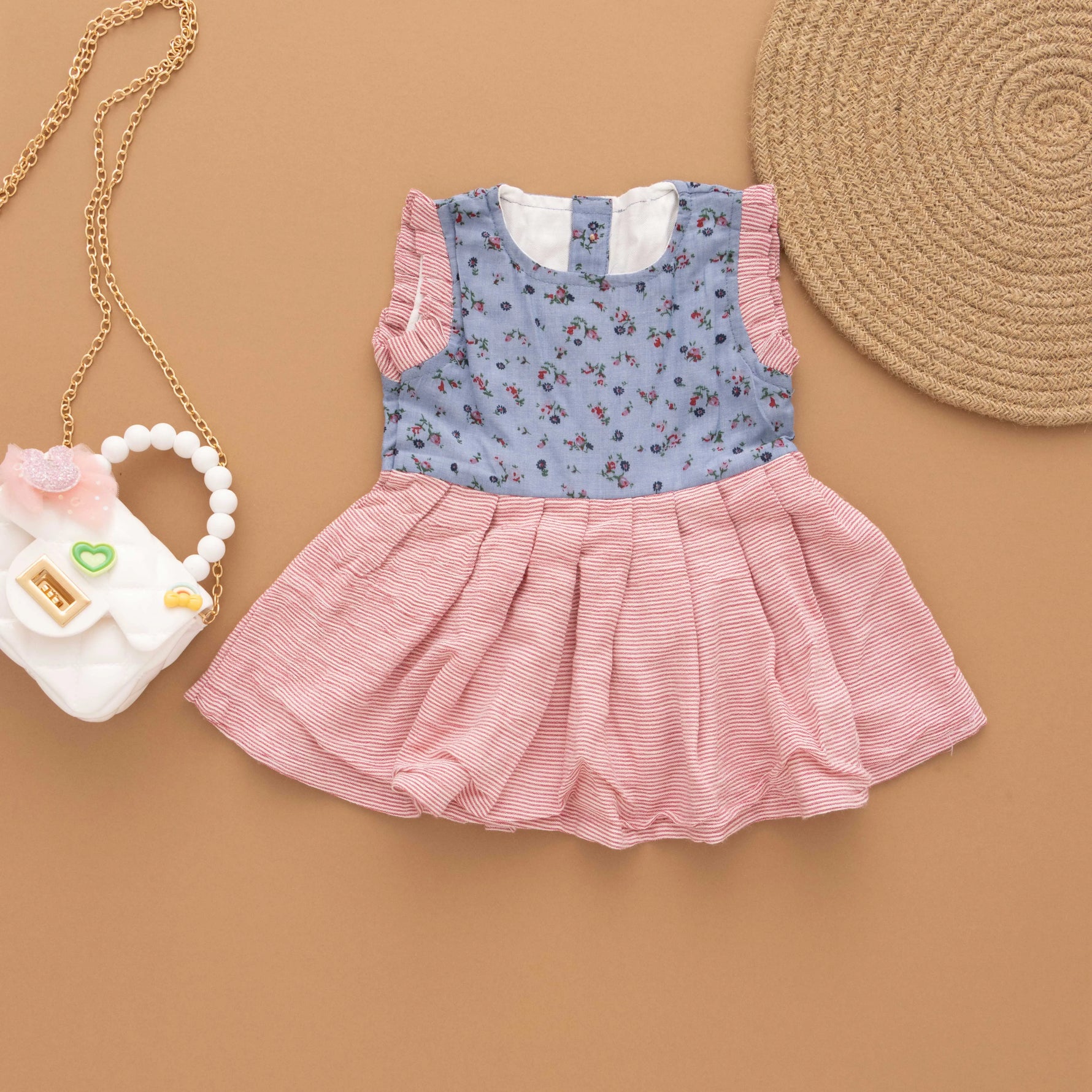 Blossom Stripes: Dual Pattern Dress for Little Girls Boon Babies