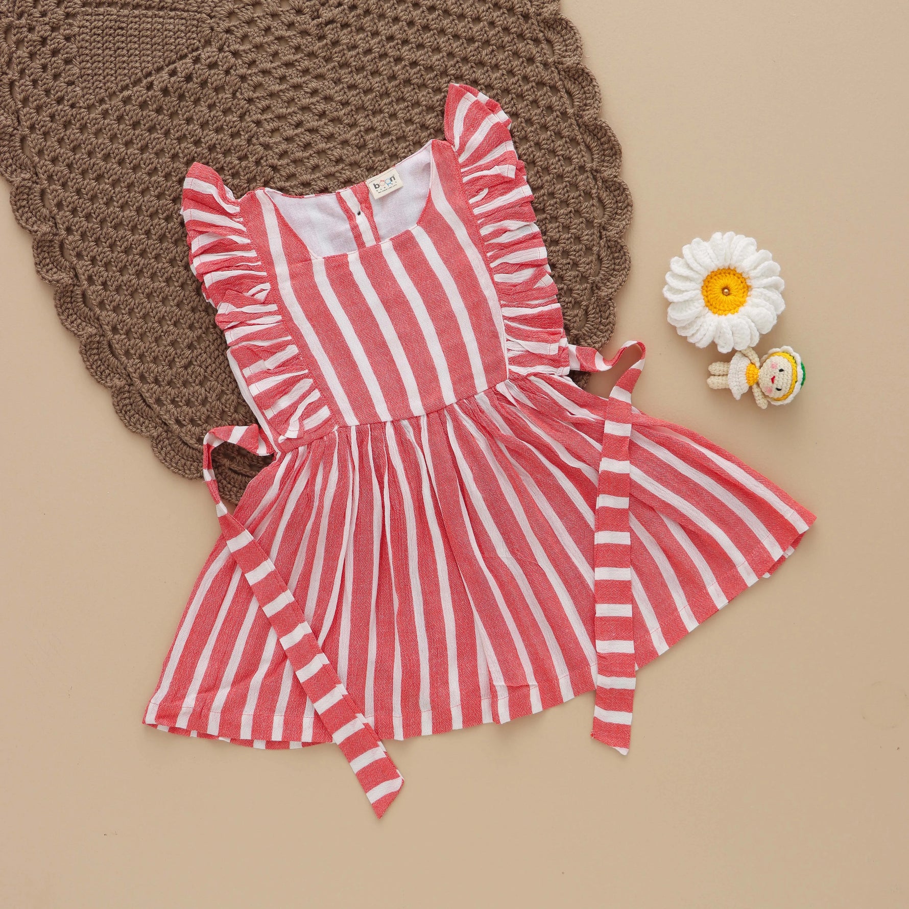 Pink Delight: Casual Pink Striped Frock for Girls Boon Babies