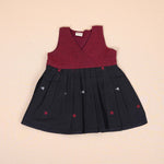 Traditional South Cotton Frock for Girls – Maroon & Black