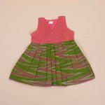 Vibrant Cotton Frock for Girls – Pink & Green