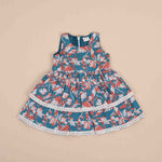 Elegant Cotton Frock for Girls – Floral Print with Lace Details