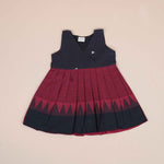 Black & Maroon Cotton Frock for Girls – Ethnic Pleated Dress
