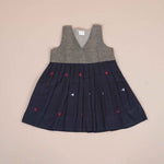 Brown & Black Cotton Frock for Girls – Ethnic Pleated Dress