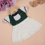 Bottle Green Silk Puff Paa Neck Frock for Baby Girls