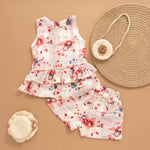Floral Flounce: Cute Pink Layered Top With Shorts Set Boon Babies